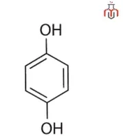  A chemical structure of hydroquinone, also known as benzene-1,4-diol or quinol.