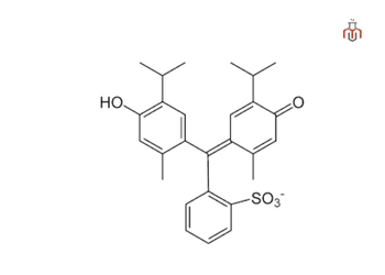 chemical structure of thymol blue (C27H30O5S)