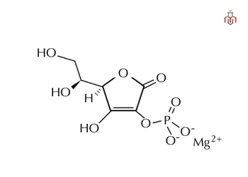 chemical structure of Magnesium Ascorbyl Phosphate ( C12H12Mg3O18P2), also known as L-Ascorbic acid 2-phosphate sesquimagnesium salt