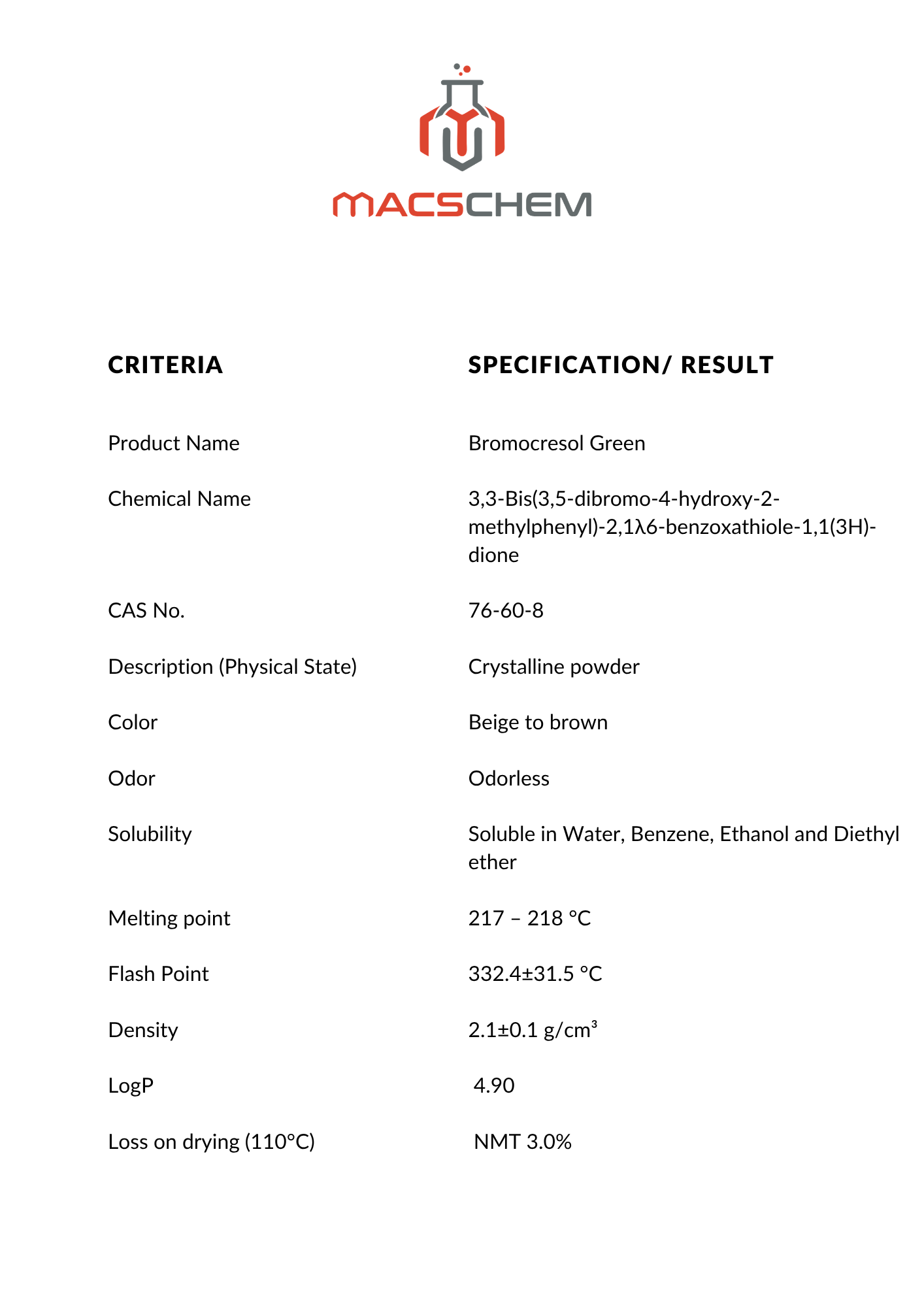 High Purity Bromocresol Green Powder (5 g) - Image 2